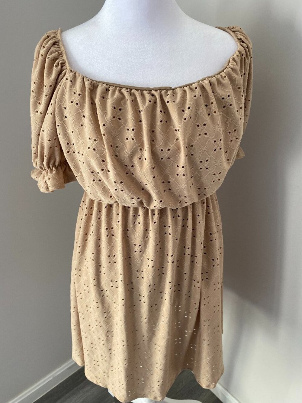 Eyelet Puff Sleeve Dress